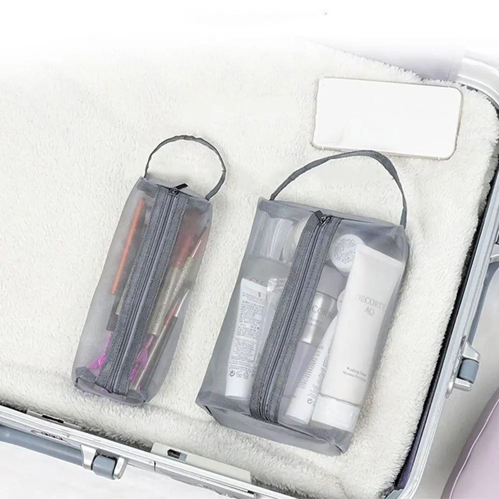 Mesh Toiletry Bag Travel Wash Bag Large Capacity Zipper Makeup Bag Skin Care Storage Bag Women Cosmetic Bag Korean Storage Bag