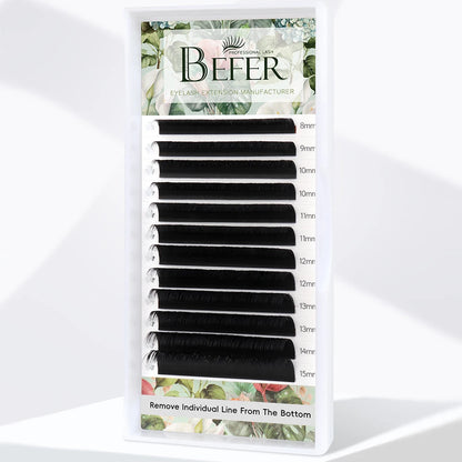 Befer Matte Ellipse Flat Lashes Extension Split-Tips Individual False Eyelash Mix8-15 Soft Ellipse Wires Professionals Supplies