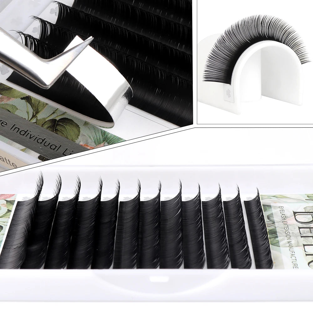 Befer Matte Ellipse Flat Lashes Extension Split-Tips Individual False Eyelash Mix8-15 Soft Ellipse Wires Professionals Supplies