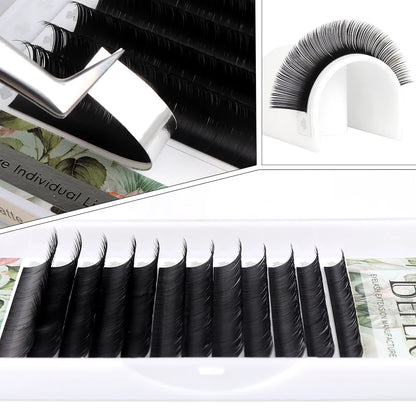 Befer Matte Ellipse Flat Lashes Extension Split-Tips Individual False Eyelash Mix8-15 Soft Ellipse Wires Professionals Supplies