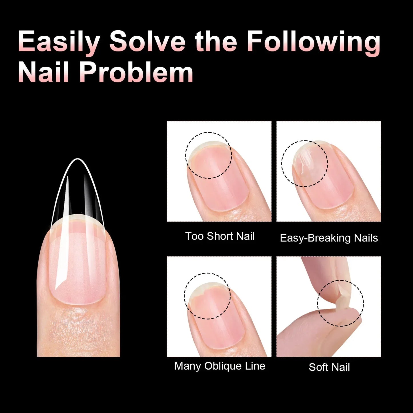 100pcs False Soft Gel Nail Tips Half/Full Cover Double-Use Press On Acrylic Nails Almond Coffin Stiletto Fake Nails Supplies