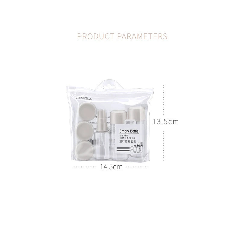 8 Piece Set Beauty Skincare Travel Bottles Perfume Spray Bottle Shampoo Facial Cleanser Lotion Bottle Eye Face Cream Boxes