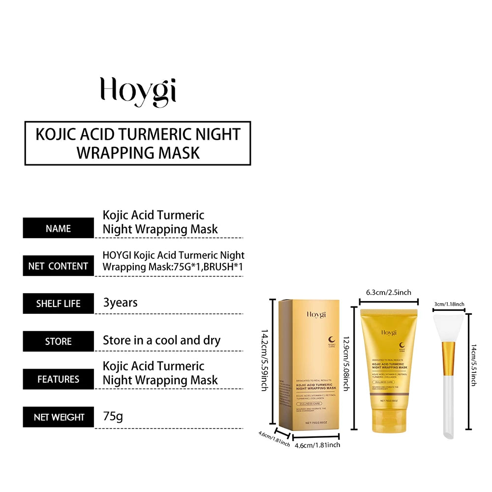 2pcs Collagen Overnight Facial Mask Deep Pore Cleansing Peel off Oil Control Turmeric Night Face Mask for Skin Care