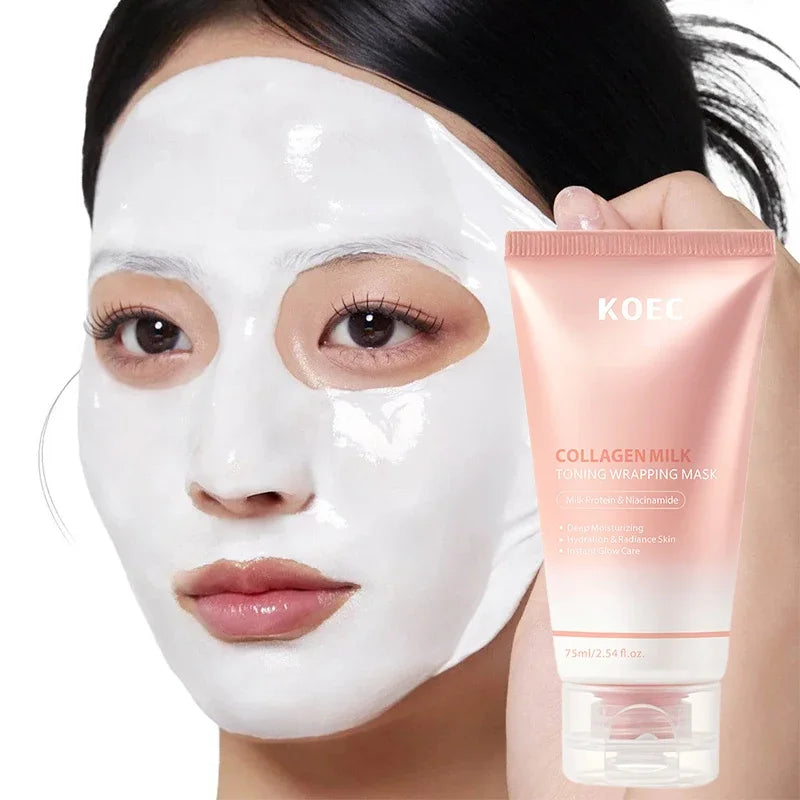 Collagen Milk Toning Wrapping Mask Deep Hydration&Radiance Skin Instant Glow Care Milk Protein & Niacinamide Milky Peel-off Mask