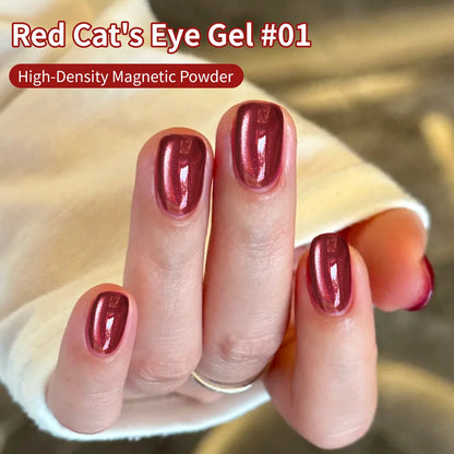 5ML Christmas Red Cat's Eye Gel Nail Polish Senior Glass Bead  Cat Magnetic Eye Gel Nail Polish LED Soak Off Varnish Manicure