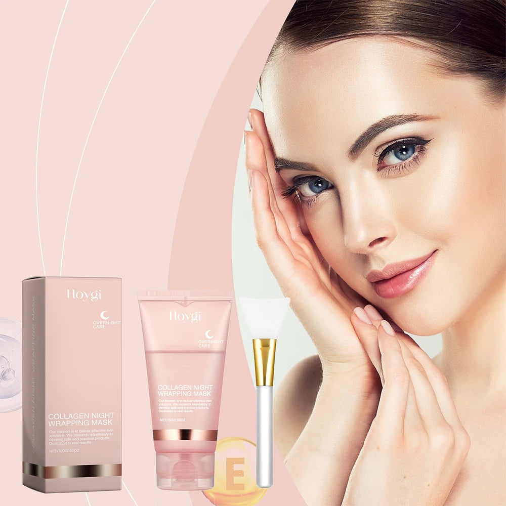 HOYGI Collagen Overnight Wrapping Peel Off Facial Mask Deeply Hydrating Moisturizing Night Wrapping Face Mask Care Cream