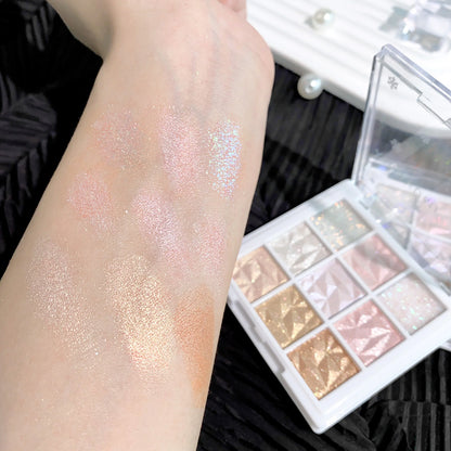 Christmas Snowflake 9-Color Eyeshadow Palette, Matte Shimmer Glitter, Waterproof Long-Lasting, Safe, Unisex, Holiday Makeup