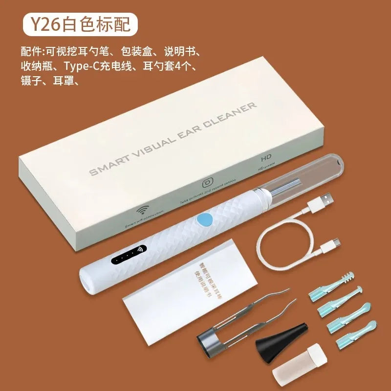 Wireless Ear Cleaner with Camera Ear Spoons and Clips WiFi Connection Waterproof Rechargeable Ear Wax Removal Tool