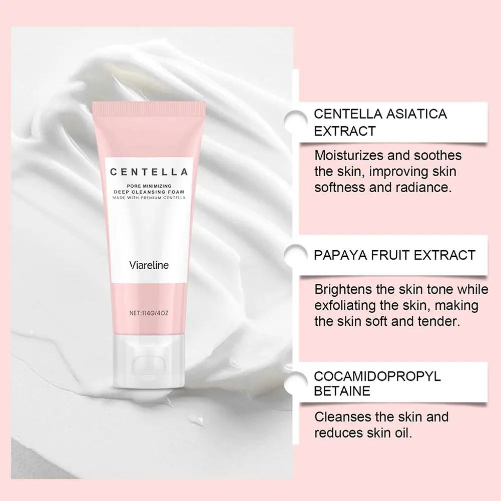 Soothing Centella Asiatica Mild Deep Cleansing Foam Cleanser - Remove Pore Oil Control Exfoliating Refresh Facial Skincare