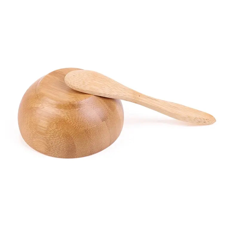 Mini Size Bamboo DIY Face Mask Mixing Bowl with Spoon Aromatherapy Bowl Set Massage Oil Face Care Makeup Tool Kits