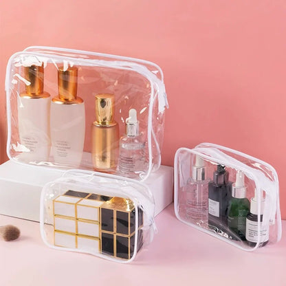 Simple Transparent Cosmetic Bag PVC Waterproof Clear Makeup Storage Case Travel Make Up Organizer Pouch Bath Toiletry Wash Bag