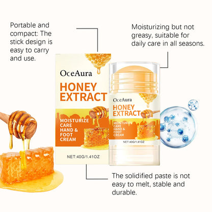 Honey Foot Care Cream Stick Nourishing Balm for Dry Cracked Feet Heel Exfoliation Softening Skin Ultra-Hydrating Hand Foot Balm