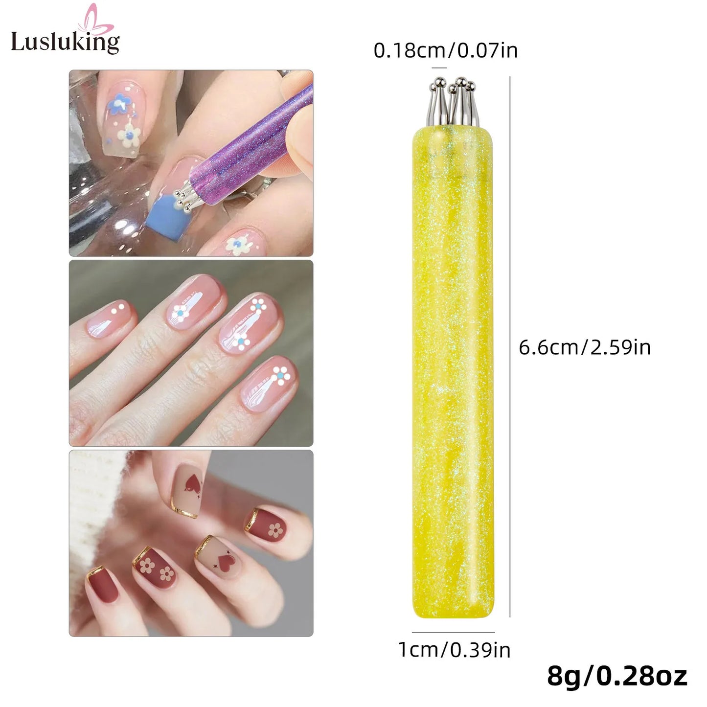 DIY Nail Art 5-Petal Dotting Tool Flower Creator 1.8mm Fine Tip Rhinestone Pickers Glitter Handle Manicure Nail Tools Brushes