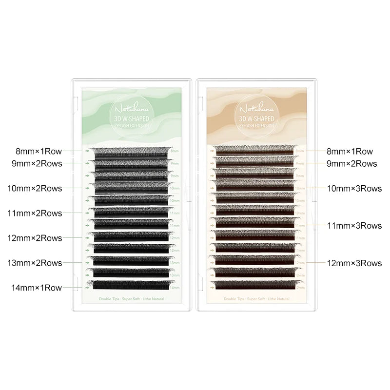 NATUHANA W Shape Eyelashes Extensions 3D 4D 5D 6D W Shaped Brown Black Clover Hand made Premade Volume Fans Lash Extensions