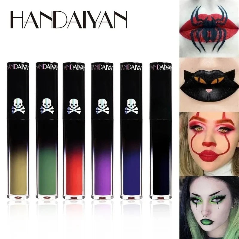 New Black Velvet Lipsticks Halloween Dark Matte Lip Gloss Set Moisturizing Lasting Waterproof No Fade Sexy Red Liquid Lipsticks