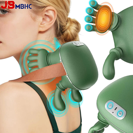 Neck Shoulder Massager Neck Back Massager with Heat & 4D Kneading Shiatsu Deep Tissue Massager for Shoulder Cervical Pain Relief