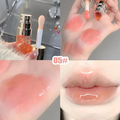Jelly Violet Glass Lip Oil Moisturizing Transparent Plumper Lip Gloss Makeup Nutritious Liquid Lipstick Big Brush Lip Care