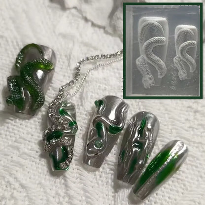 1Pc Snake  New Year Rose Snake  3D Acrylic Mold Nail Art Decorations  DIY Silicone Nail Art Templates Nail  Mold