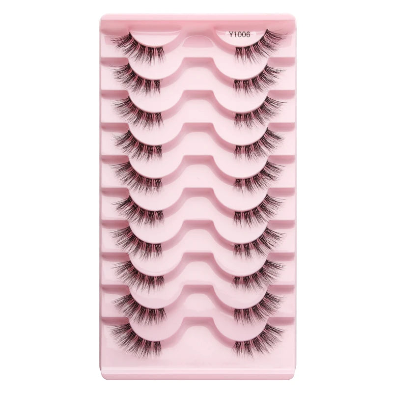 3/10 Pairs Half Lashes Cat Eyelashes Natural Long Handmade 3D Mink Lashes Makeup Tool Reusable Fake Eyelash maquillaje Faux Cils