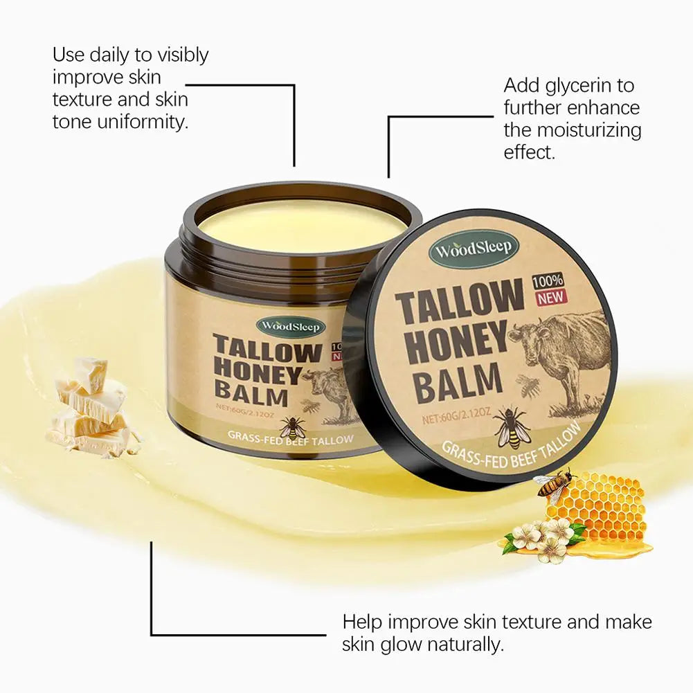 60g WoodSleep Tallow Honey Balm Moisturizing Cream  With Grass Fed Beef Tallow Nourishing gentle care for the skin