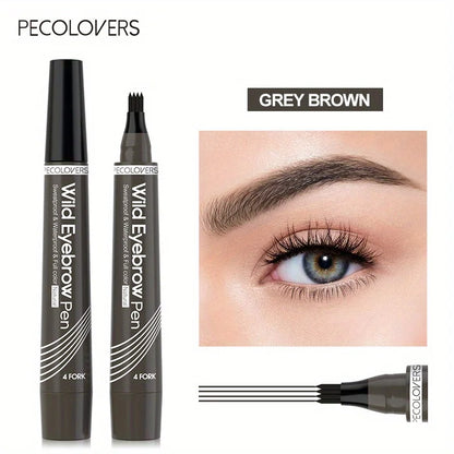 4 Forks Eye Brow Pen, 5 Color Natural Matte Liquid Tint Makeup Long Lasting Waterproof Eyebrow Smudge Proof Cosmetic