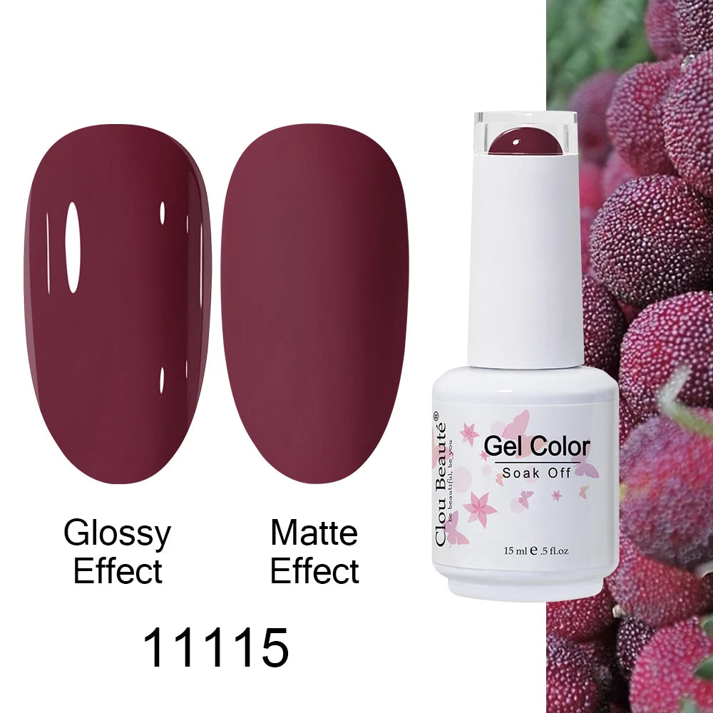 Clou Beaute 15ml Nail Gel Polish Warm Color Dark Red Brown Semi Permanent Nail Art Manicure Soak Off LED UV Varnishes Lacquer