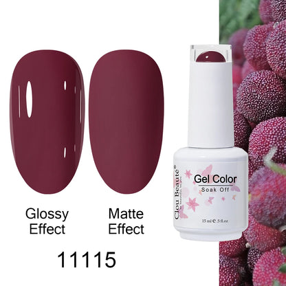 Clou Beaute 15ml Nail Gel Polish Warm Color Dark Red Brown Semi Permanent Nail Art Manicure Soak Off LED UV Varnishes Lacquer