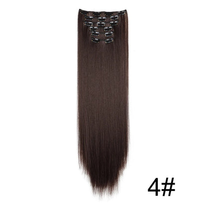 Synthetic 6pcs/set Long Straight Hair Extensions Ultra-Invisible Full Head Clip in Hair Extensions 24Inch for Women Daily Wear