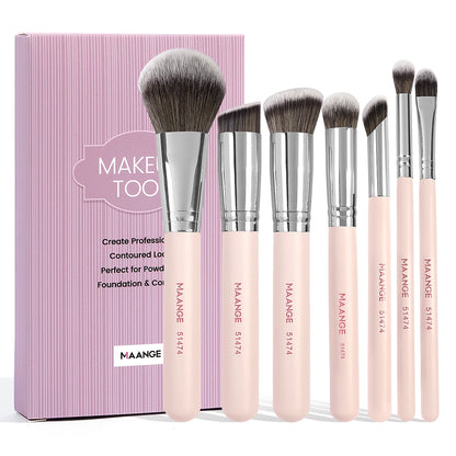 MAANGE 7PCS Makeup Brush Set Foundation Concealer Eyeshadow Makeup Brush for Liquid Cream Soft Dense Cosmetic Makeup Beauty Tool