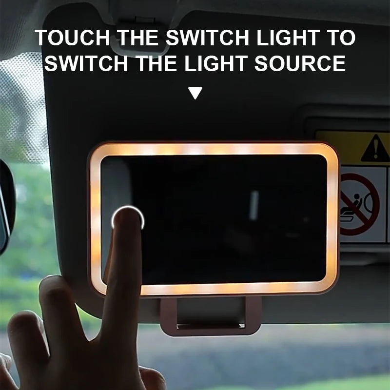 SEAMETAL Car Interior Mirrors Sun Visor Plate LED Makeup Mirror for Girls Women Rechargeable Fill Light Universal Vanity Mirror