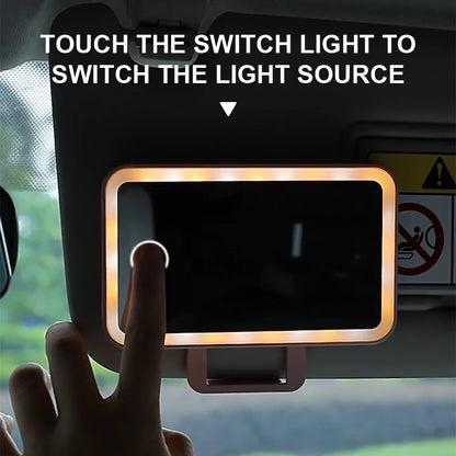 SEAMETAL Car Interior Mirrors Sun Visor Plate LED Makeup Mirror for Girls Women Rechargeable Fill Light Universal Vanity Mirror