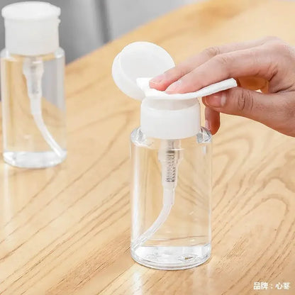 1/3pcsTransparent Pump Bottle Dispenser Push-Down Refillable Travel Bottle Set for Makeup Nail Polish Remover Cosmetic Organizer