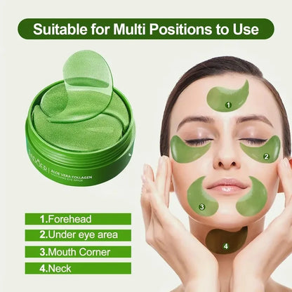 60pcs Aloe Vera Collagen Eye Mask Anti Dark Circles Removal Eyes Bags Moisturizing Anti-aging Wrinkle Eye Patches Eyes Skin Care