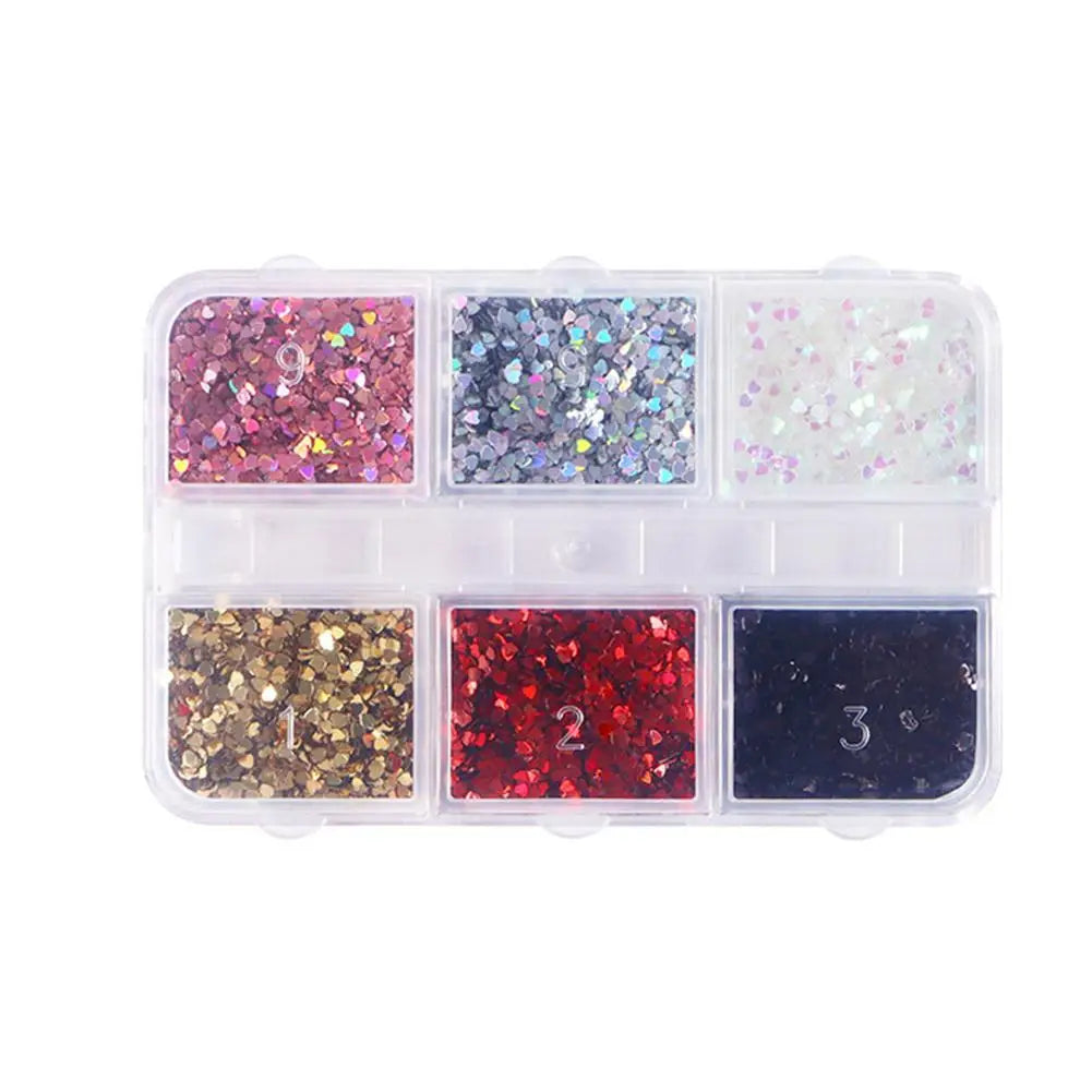 6 Grids Foil Nail Art Holographic Aluminum Nail Foil Stickers Nail Sequins 3D Glitter Decoration DIY Design Accessories