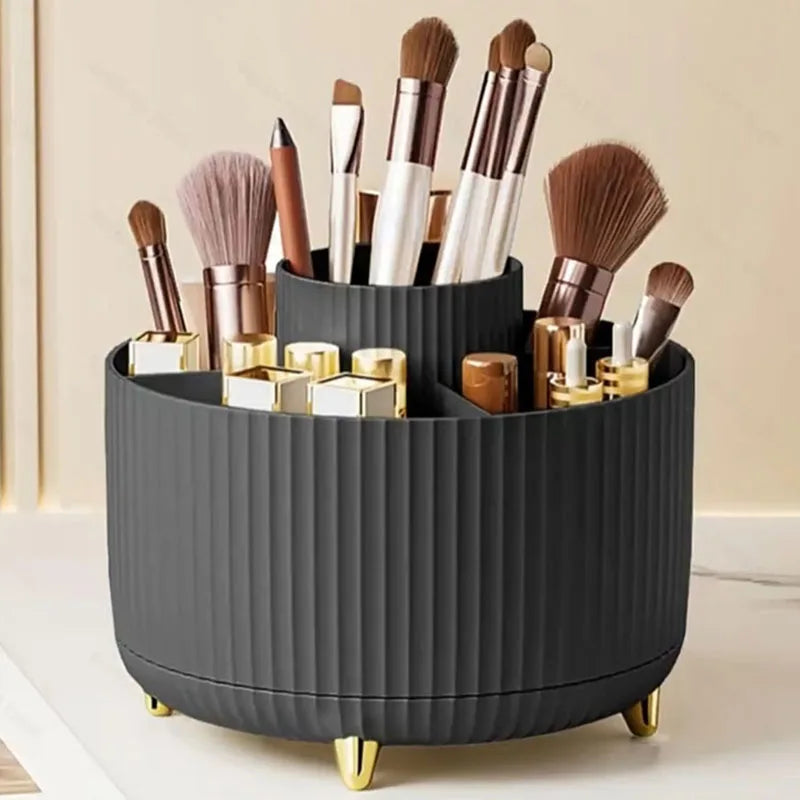 1Pcs 360° Rotating Makeup Brush Holder Storage Box, 5 Slot Makeup Brush Cup, Suitable for Bathroom Dressing Table,Office Desktop