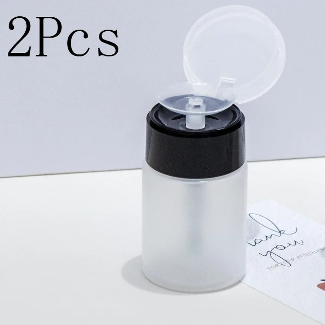 2Pcs Liquid Sub Bottling Bottle Empty Pump Dispenser Manicure Cleanser Acetone Bottle Liquid UV Gel Nail Art Pressing Bottles