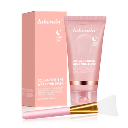 Collagen Peel Off Facial Mask Overnight Wrapping Pack Elasticity Hydration Care Reduces Sagging Dullness Hydrolyzed Collagen For