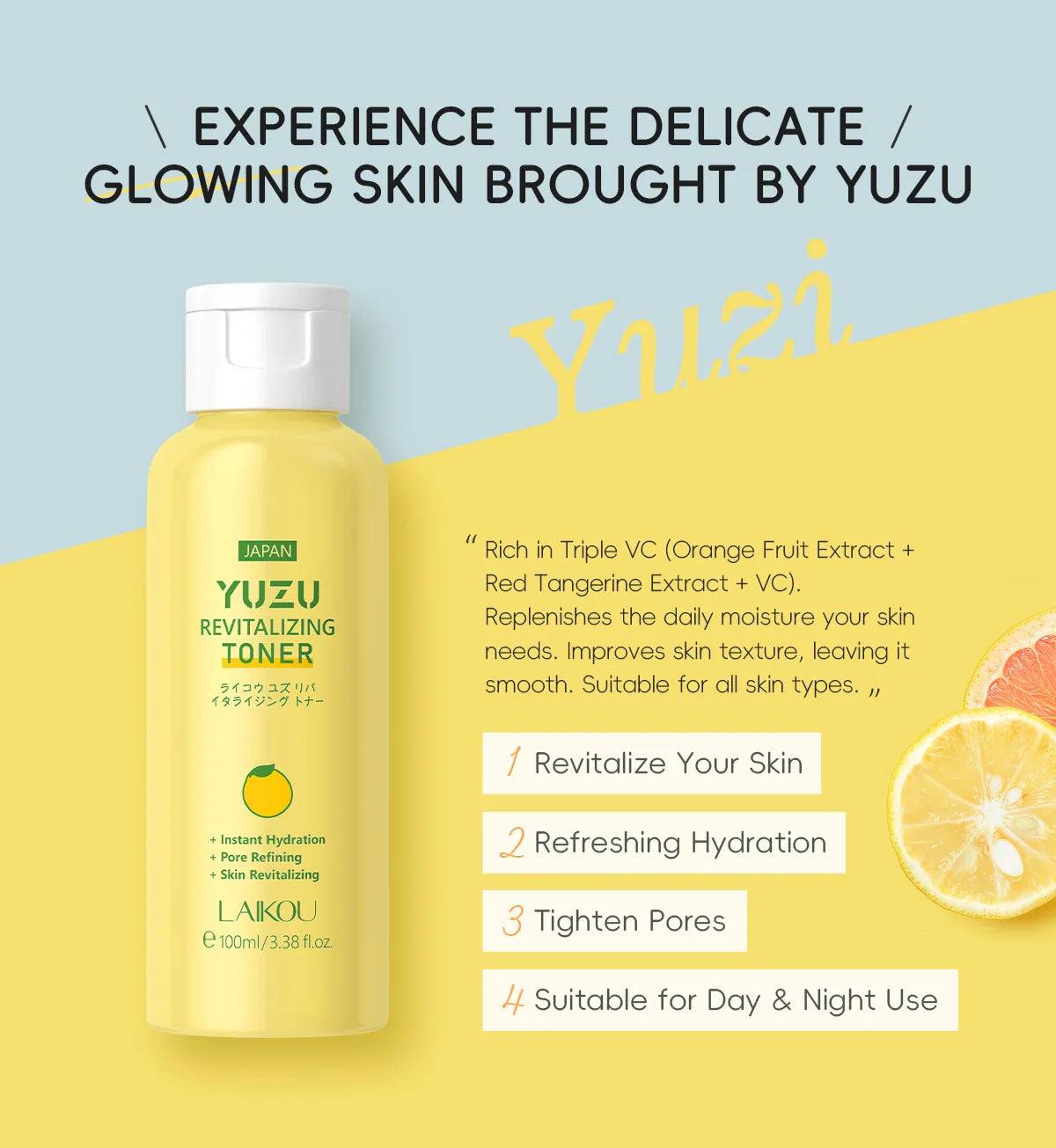 Japanese Yuzu Toner 100ml Deep Hydration Pore Minimizing Brightening Effect Long Lasting Moisture Revitalizing Skin Treatment