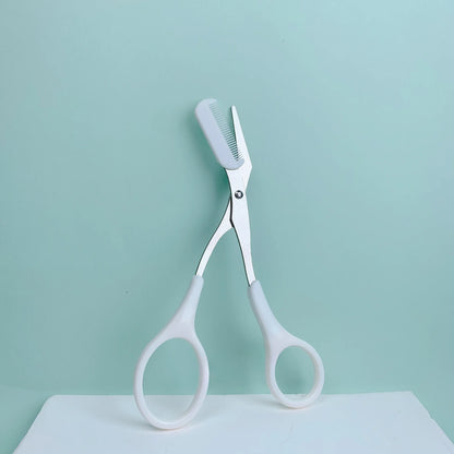 Pink eyebrow trimming scissors with built-in comb - stainless steel, precise grooming tool,creating perfect eyebrows Beauty Tool