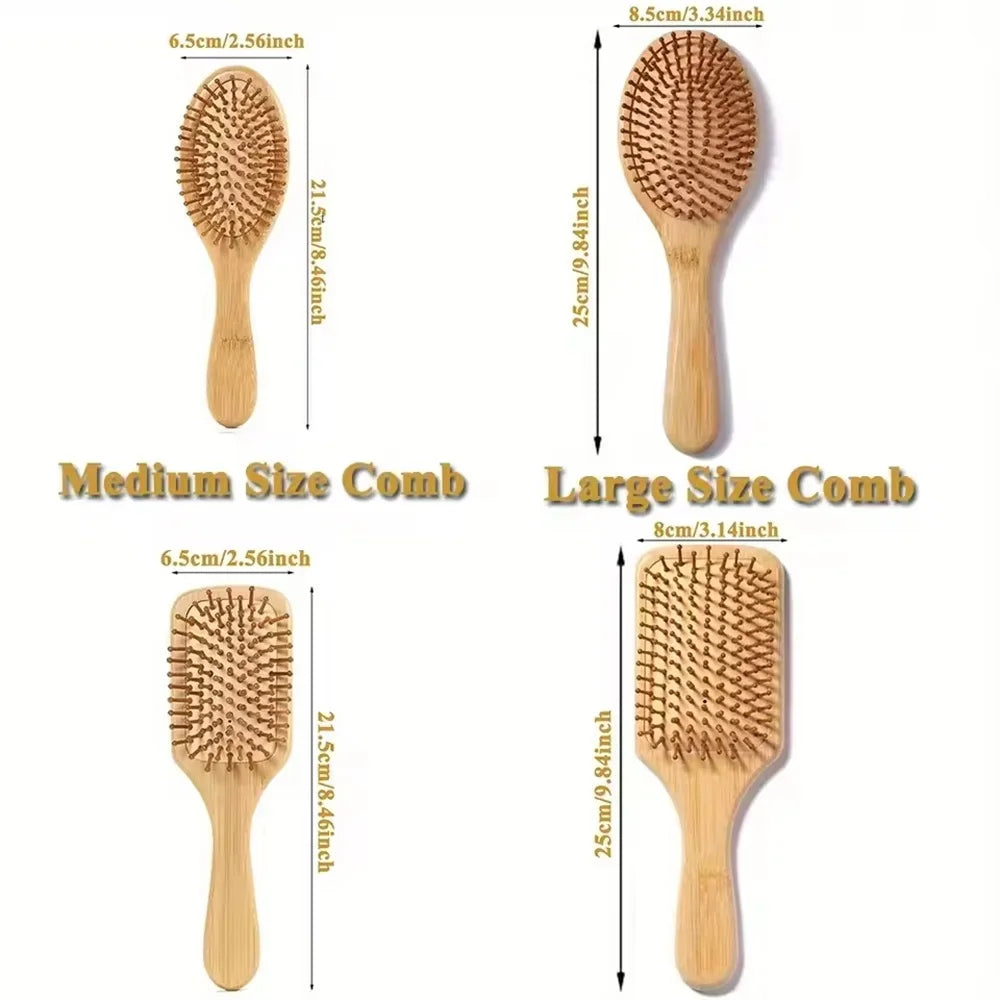 Marseilis Natural bamboo paddle comb air cushion comb scalp massage anti-static tangle free comb,Special for real hair wigs