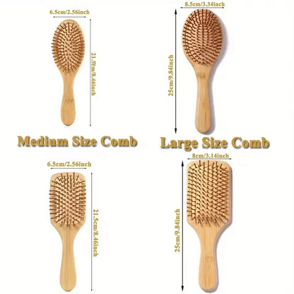 Marseilis Natural bamboo paddle comb air cushion comb scalp massage anti-static tangle free comb,Special for real hair wigs