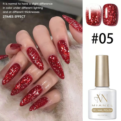 12ML 1-21PCS Autumn Nails Red through half the Sky Cat Eye Nail Glue Halloween New Whitening Glass Bead Cat Eye Nail Polish