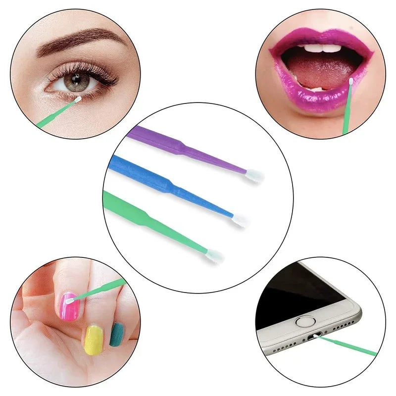500 - Piece Lot of Eyelash Extension Cleaning Swabs - Ideal for Lash Lift Glue Removal, Microblade Makeup & Micro Brush