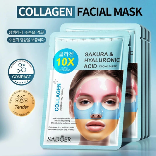 SADOER Rainbow Collagen Facial Masks Moisturizing Whitening Anti-aging Sakura Hyaluronic Acid Face Mask Korean Cosmetics