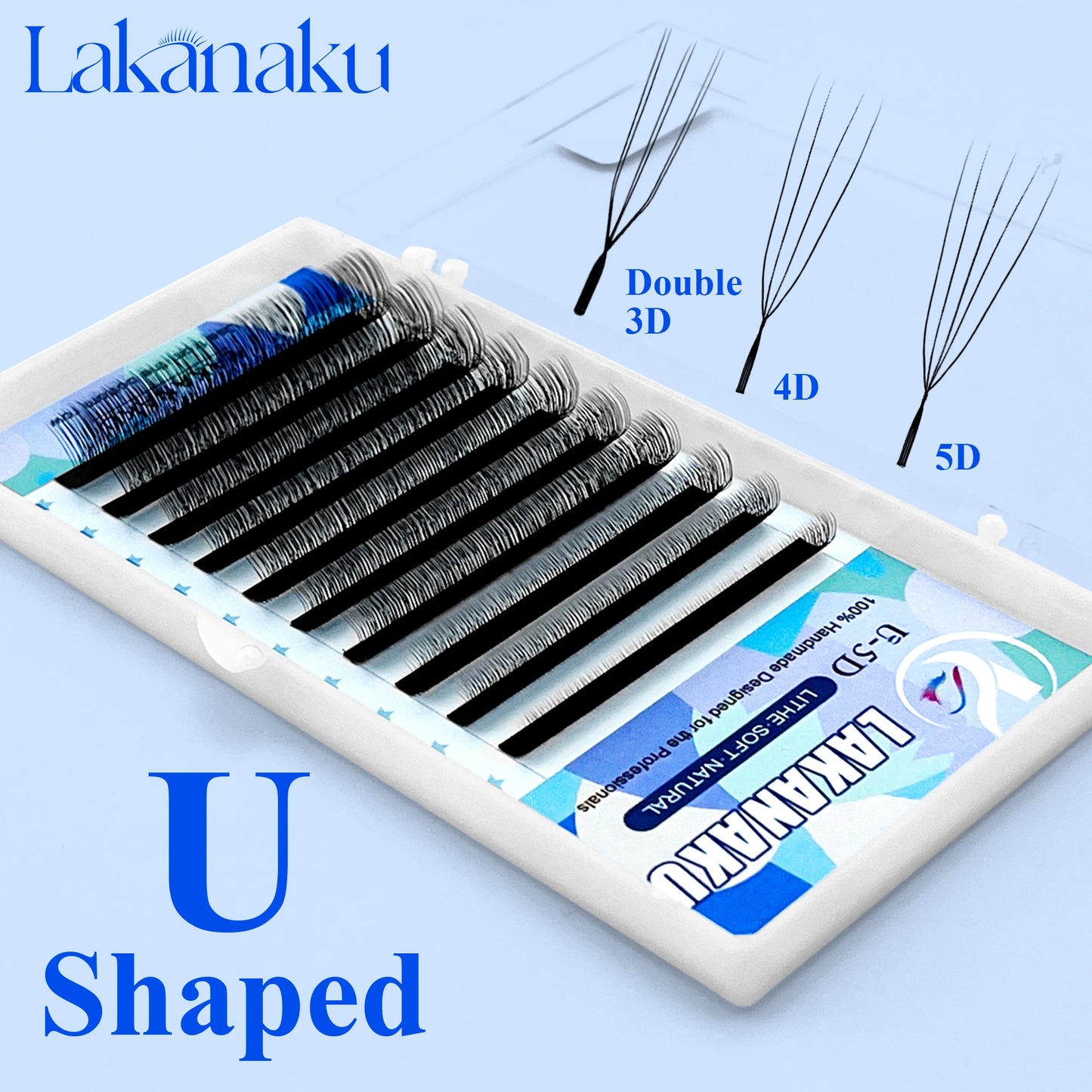 LAKANAKU 2D UU YY Lashes 3D 4D 5D W Fibras Tecnologicas Pestañas Shape U Eyelash Extension De Cils Premade Fans Lashes Extension
