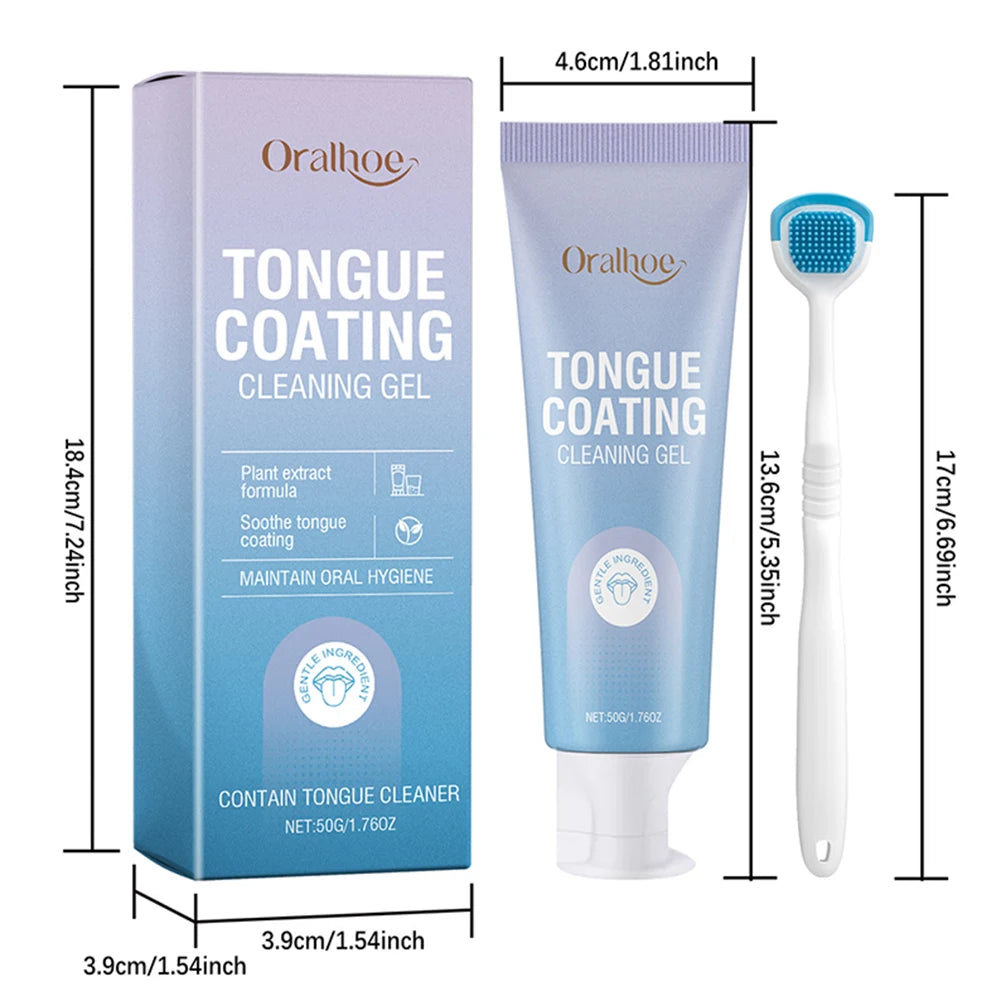 50ml Tongue Cleaning Gel Set,For Bad Breath Long Lasting-Freshness Mouth Odor-Eliminators,Tongue Cleaning Paste For Home