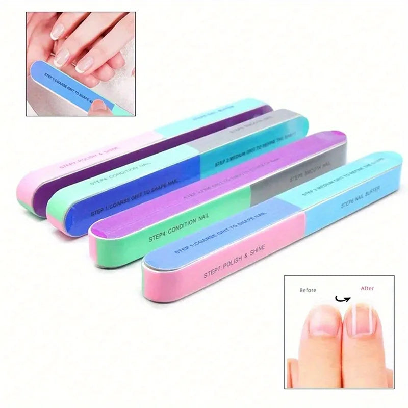 1/2/3/5Pcs/Set 7 Sides Nail Buffers Files Professional Polisher For Art Manicure Polishing Block Buffing Accessories Cream Tools