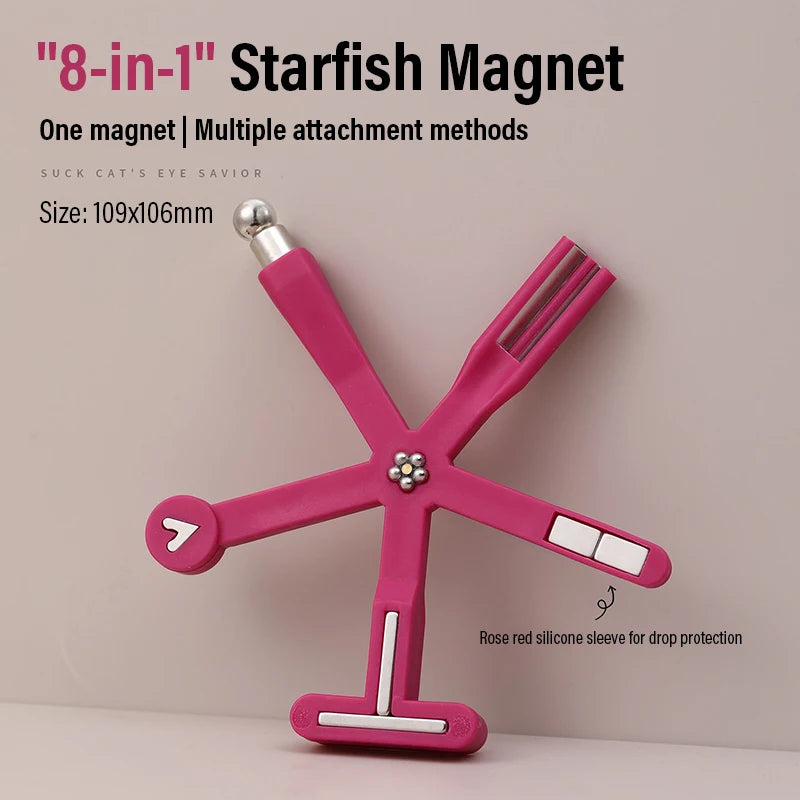 Multi-Functional Starfish Nail Magnet 8-in-1 Nail Art Tool Strong Magnetic Force Stick Anti-Fall Silicone Cover Cat Eye Manicure