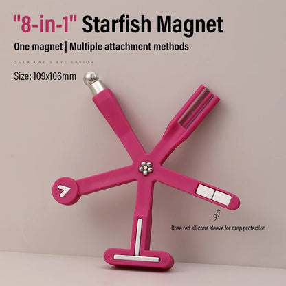 Multi-Functional Starfish Nail Magnet 8-in-1 Nail Art Tool Strong Magnetic Force Stick Anti-Fall Silicone Cover Cat Eye Manicure
