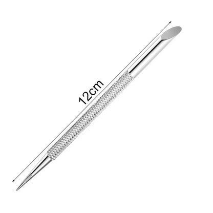 Nail Double-ended Use Stainless Steel Circle Beveled Head Cuticle Pusher Remover Professional Manicure Sticks File Nail Art Tool